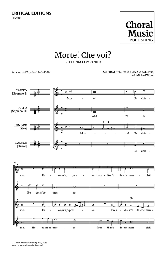 Morte! Che voi? (Maddalena Casulana, ed. Michael Winter)