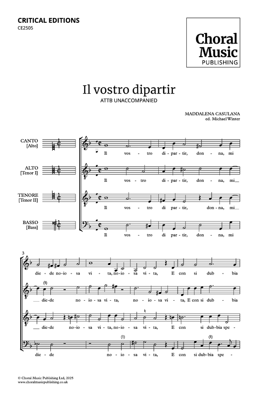 Il vostro dipartir (Maddalena Casulana, ed. Michael Winter)