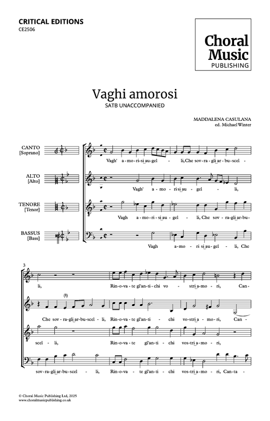 Vagh' amorosi augelli (Maddalena Casulana, ed. Michael Winter)