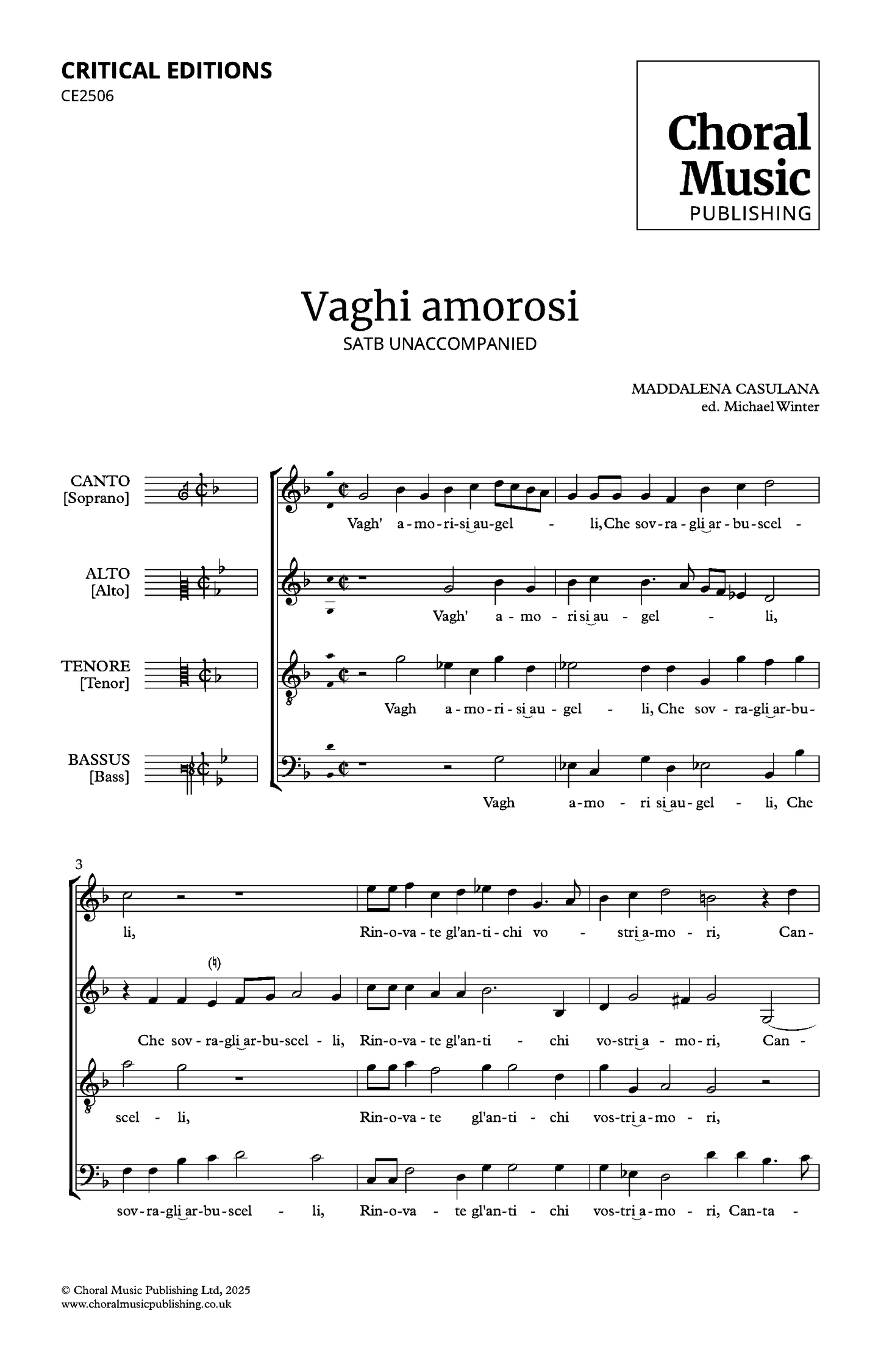 BUNDLE: Maddalena Casulana Madrigals (set of 6)