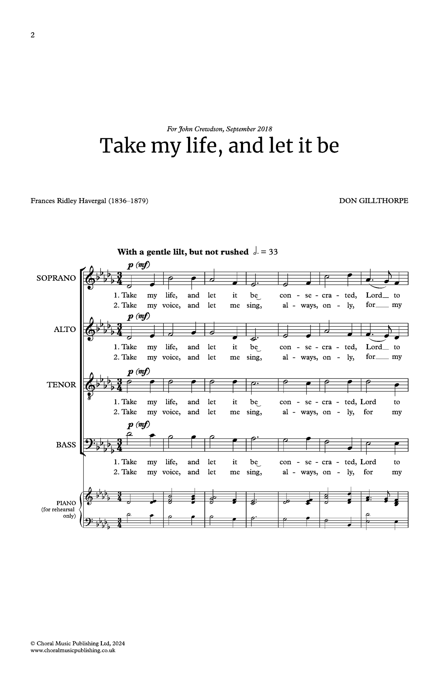 Take my life, and let it be (Don Gillthorpe)