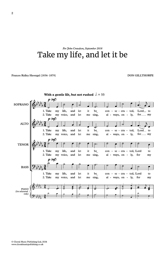 Take my life, and let it be (Don Gillthorpe)