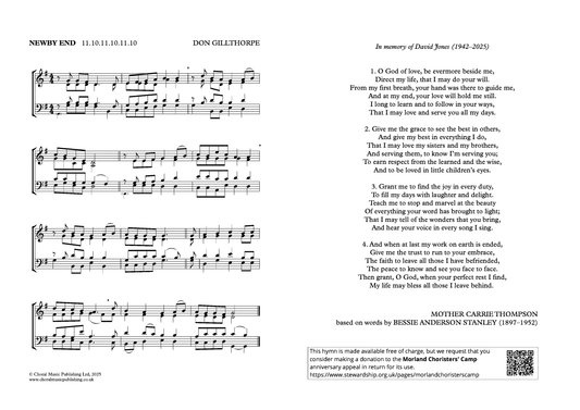 [Hymn] O God of love, be evermore beside me (Tune: Newby End)